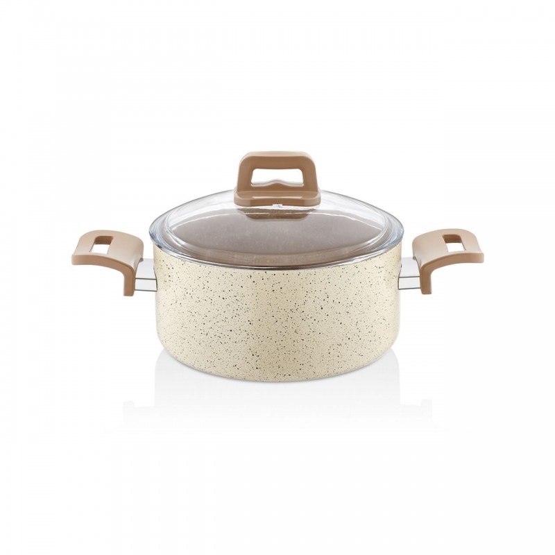 20 CM Krem Renk Granit Derin Tencere