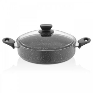 Gri Renk 30 CM Granit Basık Tencere