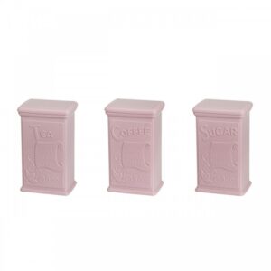 Ews Pembe Çay Kahve Şeker Kavanozu 2 Kavanoz + 1 Kavanoz