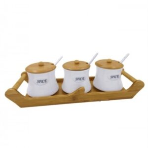 Bambu Standlı 3'lü Baharatlık